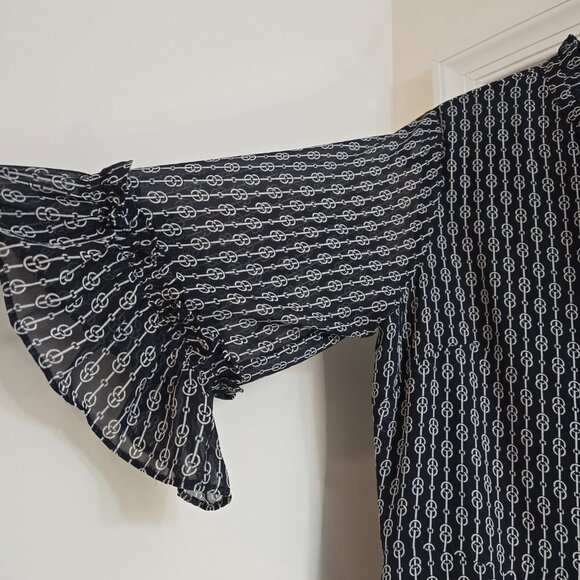 Ann Taylor Factory Shift Dress - Navy and White Bridle or Chain Link Pattern - Picture 6 of 9